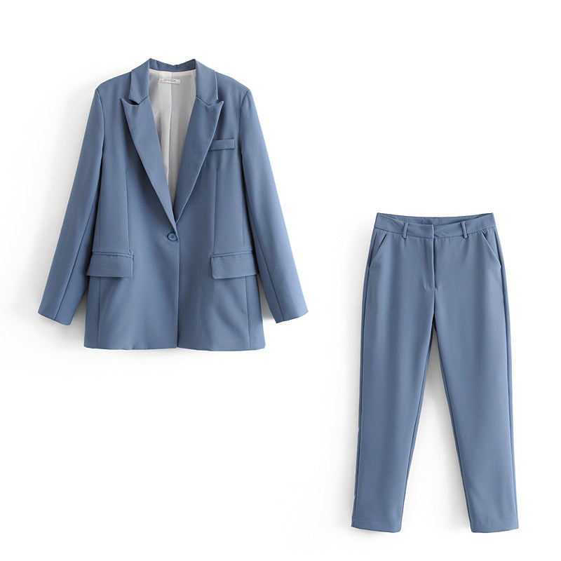 Spring Large Version Loose And Thin Mid-Length Candy Color Suit Jacket High Waist Thin Slacks Suit Women