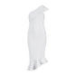 Women's Off-The-Shoulder Fishtail Bandage Dress With Diagonal Shoulder