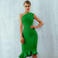 Women's Off-The-Shoulder Fishtail Bandage Dress With Diagonal Shoulder