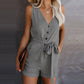 Combinaison bustier à col en V avec ceinture boutonnée 