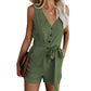 Combinaison bustier à col en V avec ceinture boutonnée 