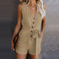Combinaison bustier à col en V avec ceinture boutonnée 