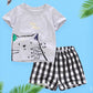 Costume d'été pour enfants, style européen et américain, manches courtes