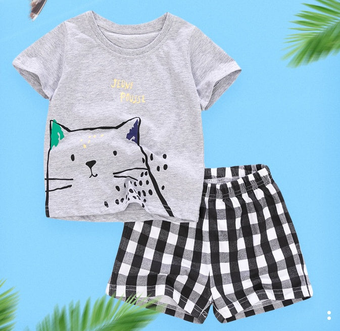 Costume d'été pour enfants, style européen et américain, manches courtes