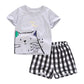 Costume d'été pour enfants, style européen et américain, manches courtes