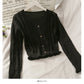 Sweet Wind Single Breasted Wooden Ear Edge Cardigan Long Sleeves