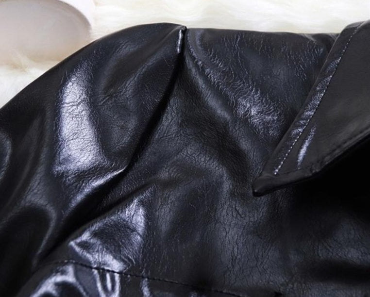 Spring New Stand Collar Bubble Sleeve Short Handsome Small Leather Dress  Sequin Suspender Dress Suit Women