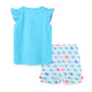 Ensemble t-shirt à manches courtes pour fille, motif dessin animé, col rond, en coton tricoté