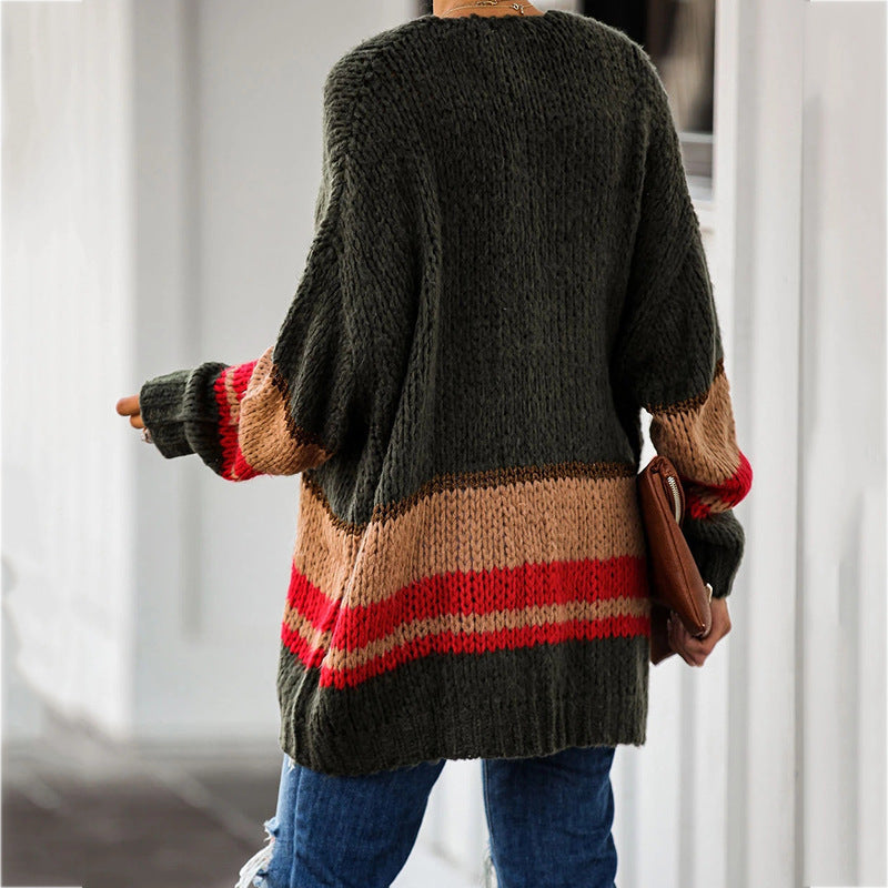 Cardigan femme automne-hiver, veste tricotée, pull ample