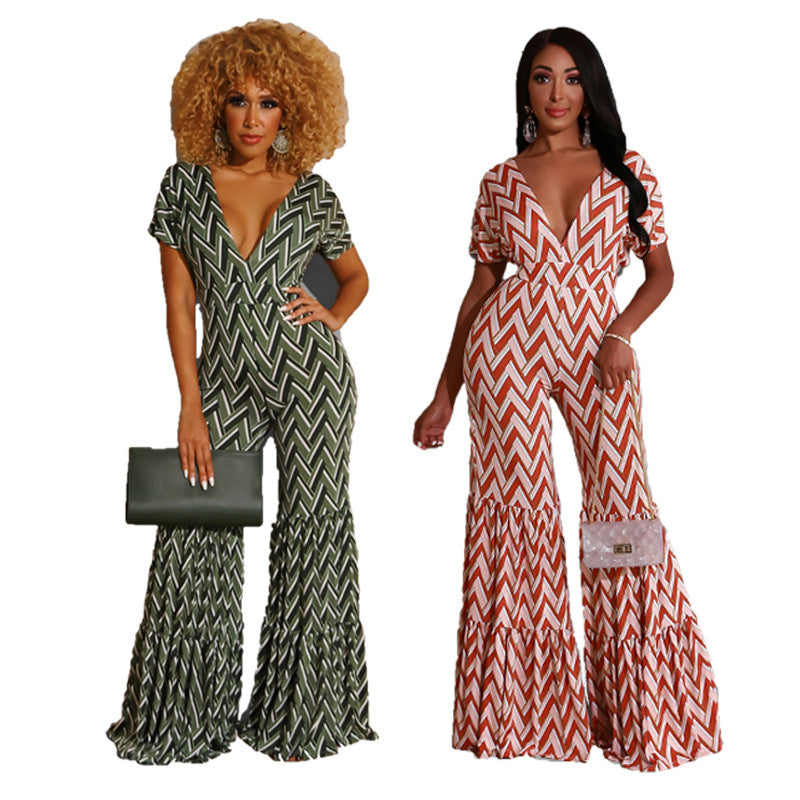 Women's Jumpsuit Flared Trousers Women's High Waist To Show Slimming