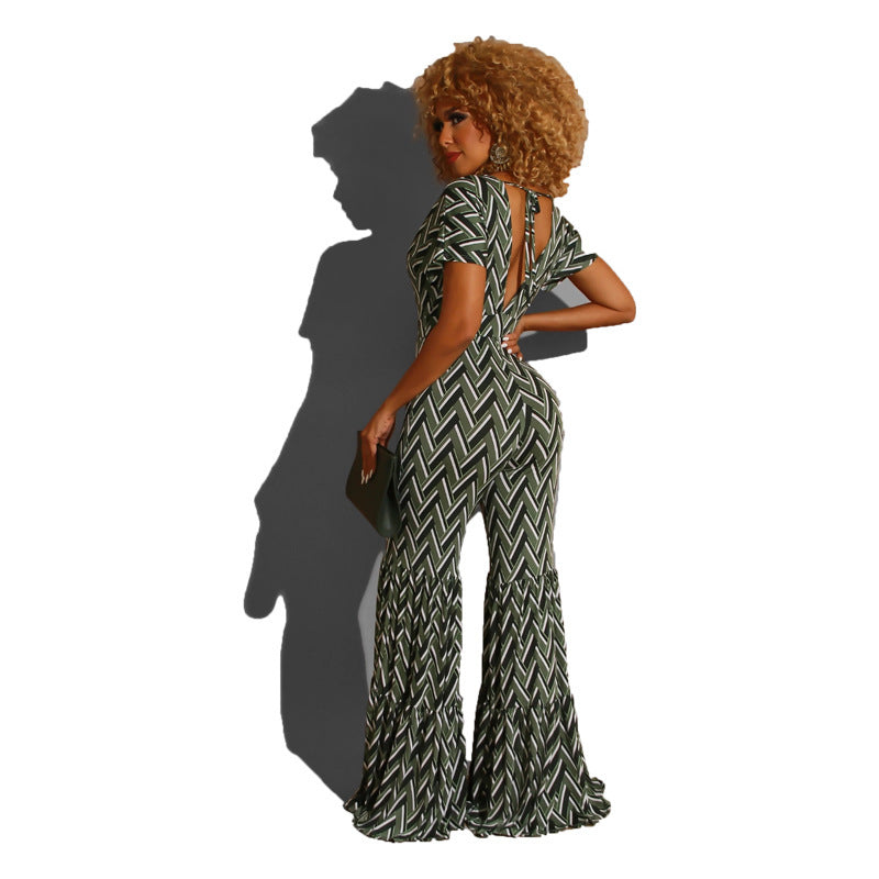 Women's Jumpsuit Flared Trousers Women's High Waist To Show Slimming