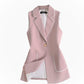 Little Girl In Pink Suit Waistcoat With White Striped Coat