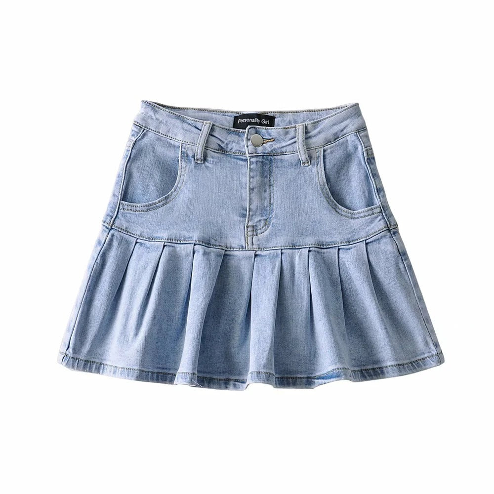Short Skirt With Long Legs And Pleated Skirt