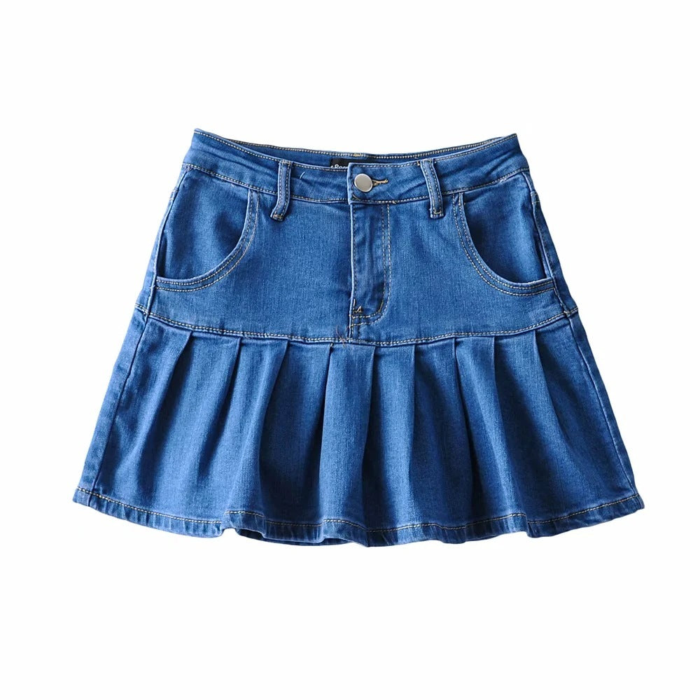 Short Skirt With Long Legs And Pleated Skirt