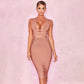 Robe de soirée bandage sans manches à décolleté plongeant en V pour femme ANICAMA