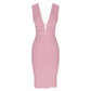 Robe de soirée bandage sans manches à décolleté plongeant en V pour femme ANICAMA