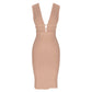 Robe de soirée bandage sans manches à décolleté plongeant en V pour femme ANICAMA