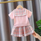 Summer New Style Foreign Baby Pleated Skirt Children's College Style Two-Piece Single-Piece