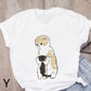Personalized Cartoon Polite Cat Print Fashion Girlfriend Couple T-Shirt