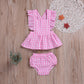 Ensemble deux pièces jupe-short à carreaux en dentelle pour enfant