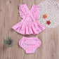 Ensemble deux pièces jupe-short à carreaux en dentelle pour enfant