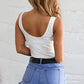 Slim Ladies Button-Embellished Ribbed Umbilical Short Vest Top