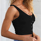Slim Ladies Button-Embellished Ribbed Umbilical Short Vest Top