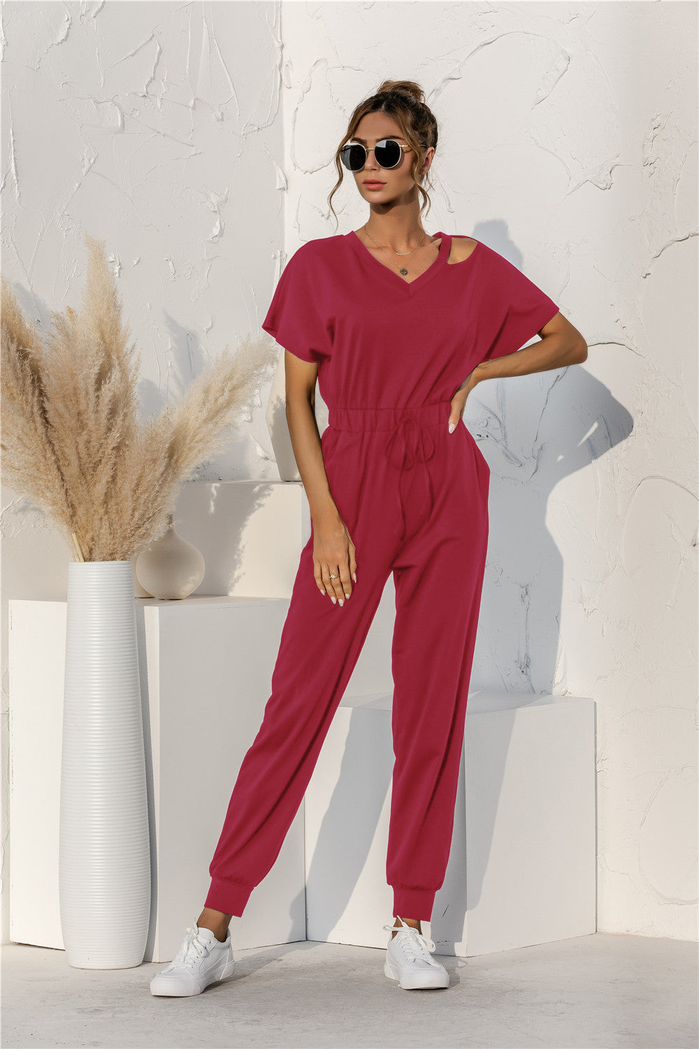 Summer New Style Off The Shoulder V Neck Jumpsuit