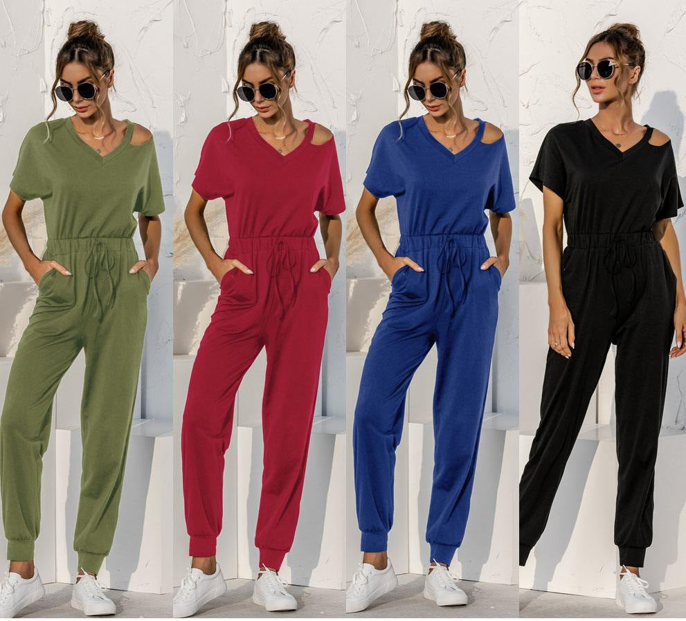 Summer New Style Off The Shoulder V Neck Jumpsuit