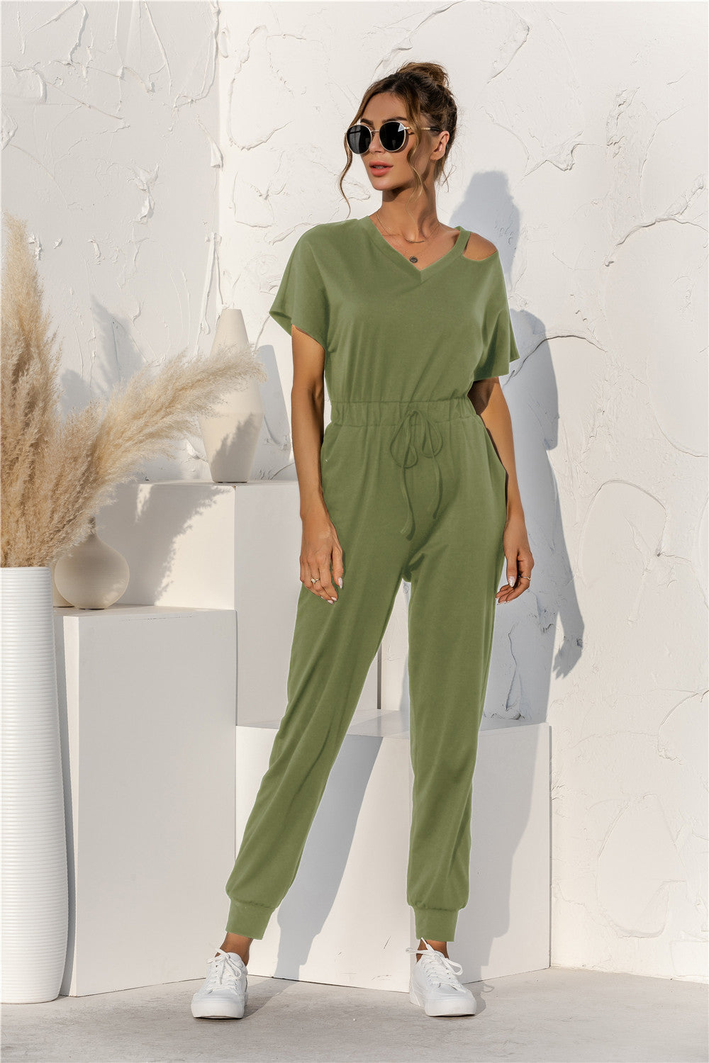 Summer New Style Off The Shoulder V Neck Jumpsuit