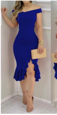Robe asymétrique à volants pour femmes