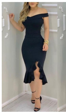 Robe asymétrique à volants pour femmes