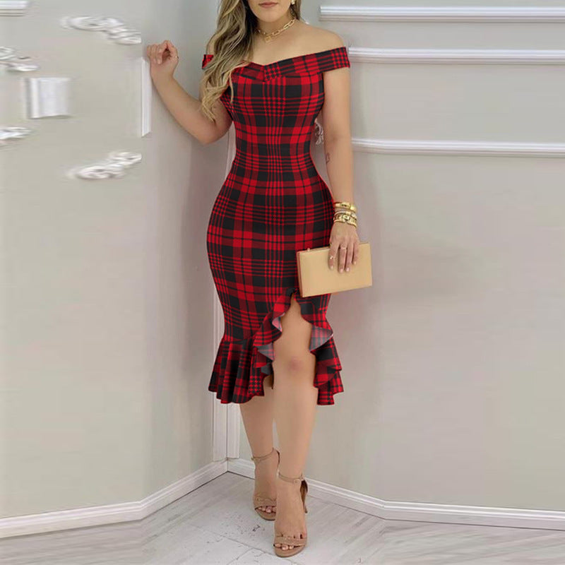 Robe asymétrique à volants pour femmes