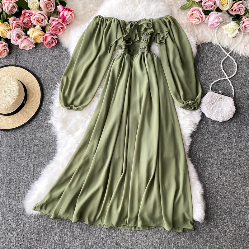 Beach Skirt Super Fairy Skirt Seaside Vacation One-Shoulder Off-The-Shoulder Dress