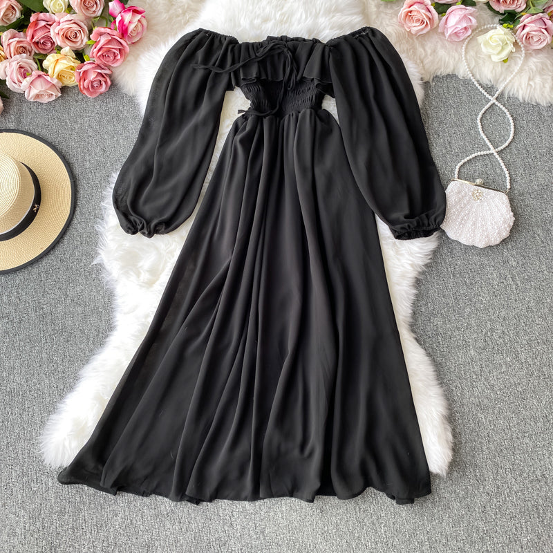 Beach Skirt Super Fairy Skirt Seaside Vacation One-Shoulder Off-The-Shoulder Dress