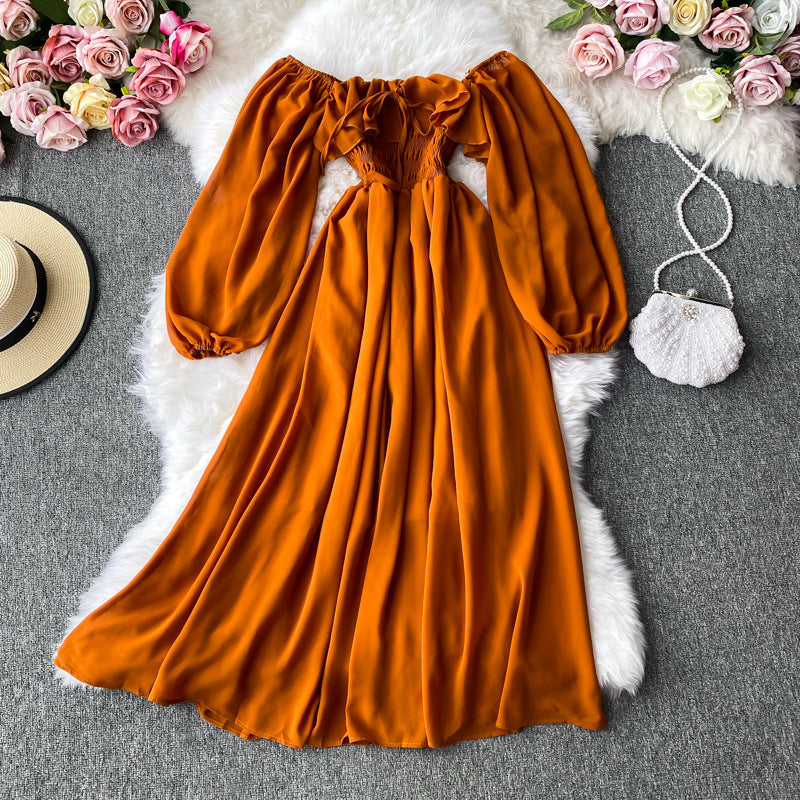 Beach Skirt Super Fairy Skirt Seaside Vacation One-Shoulder Off-The-Shoulder Dress
