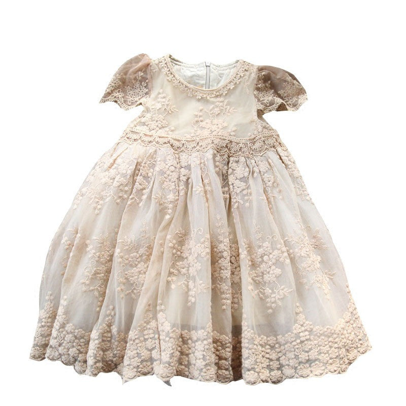 Robe décontractée en maille brodée en forme de feuille de lotus à manches courtes, couleur unie