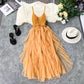 Irregular Net Yarn Fluffy Cake Fairy Skirt Knitted Stitching Suspender Skirt