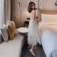 Irregular Net Yarn Fluffy Cake Fairy Skirt Knitted Stitching Suspender Skirt