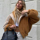 Women's High Neck Hooded Stitching Zipper Cardigan Jacket
