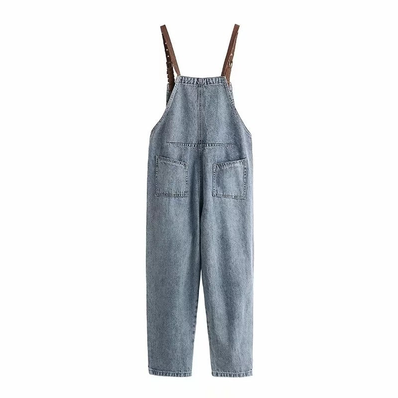 Loose Wide-leg Harem Denim Overalls