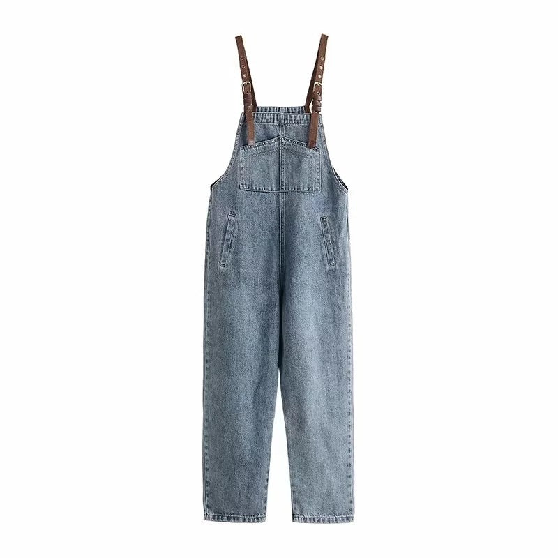 Loose Wide-leg Harem Denim Overalls