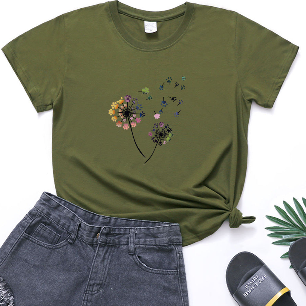 T-shirt garçon imprimé pissenlit prune