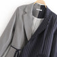 Stitching Asymmetric Casual Top With Lace-Up Slim Mid-Length Blazer
