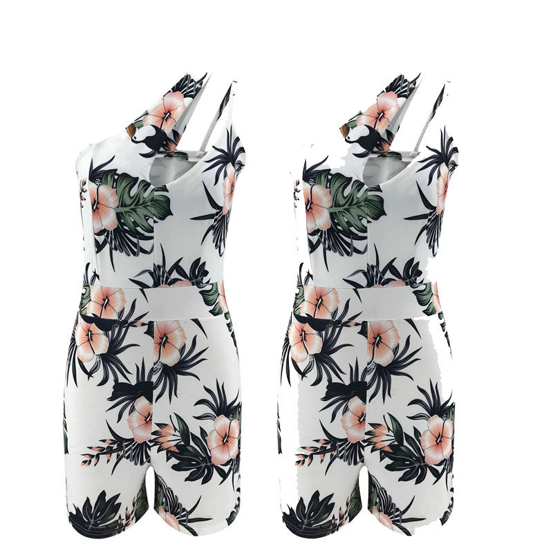 Sling Off Shoulder Slim Printed Jumpsuit
