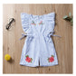 Cute Striped Flower Embroidery Short Romper