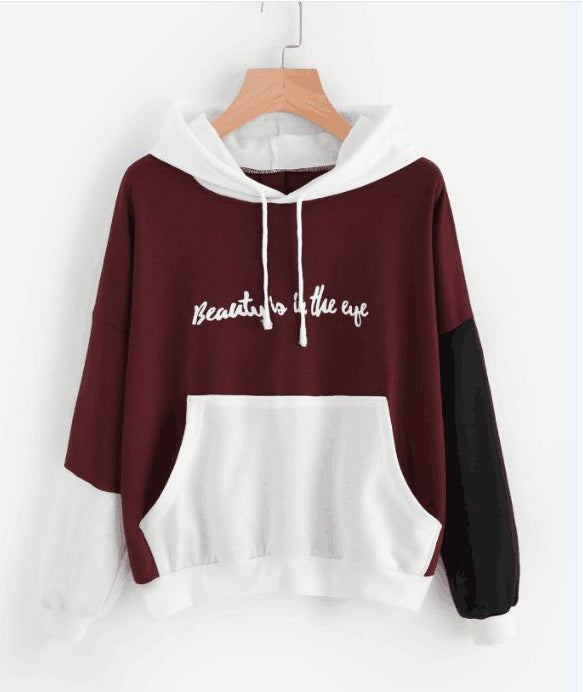 Pull à capuche aux couleurs explosives assorties pour femme