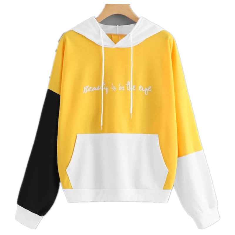 Pull à capuche aux couleurs explosives assorties pour femme