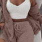 Ensemble pyjama décontracté et sexy pour femme, tenue d'hiver, doux et chaud, manches longues, nombril exposé, gilet et short