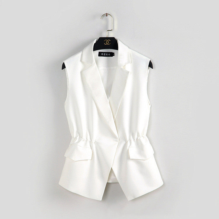 Gilet de costume court sans manches pour femme